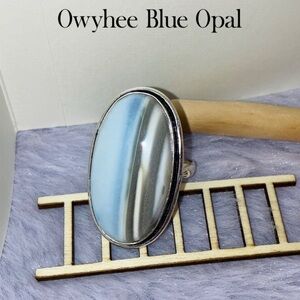 Lovely Owyhee Blue Opal Gemstone Chunky Handmade Ring